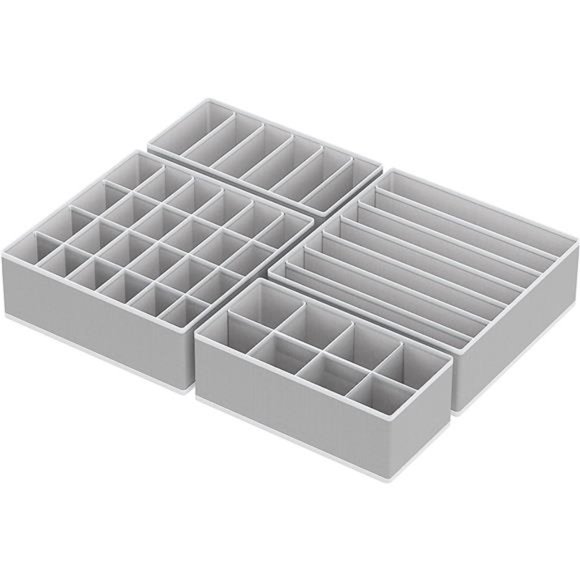 Closet Underwear Organizer Drawer Divider 4 Set, Gray - Picture 3 of 7